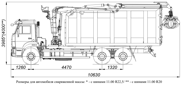 чертеж металловоза КАМАЗ 65115 с КМУ VM10L74M кузов 30 м3