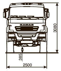 Седельный тягач КАМАЗ 53504-6031-50 габариты, чертеж 2