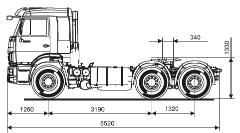 Седельный тягач КАМАЗ 65116-6010-48(A5) габариты, чертеж 1
