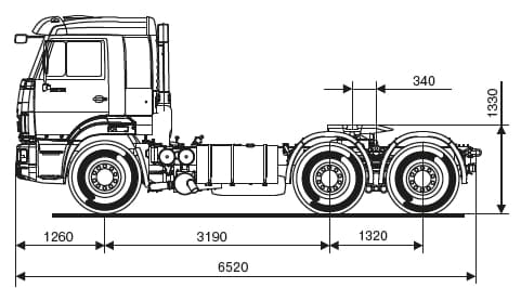 Седельный тягач КАМАЗ 65116-6020-48(A5) габариты, чертеж 1